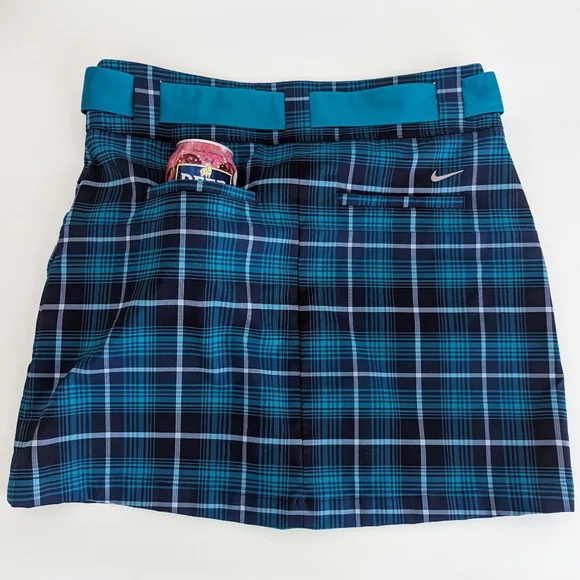NIKE DriFit Tour Performance Tartan Teal Green Plaid Golf Skirt Sz 6 Ultra Light - Picture 12 of 16